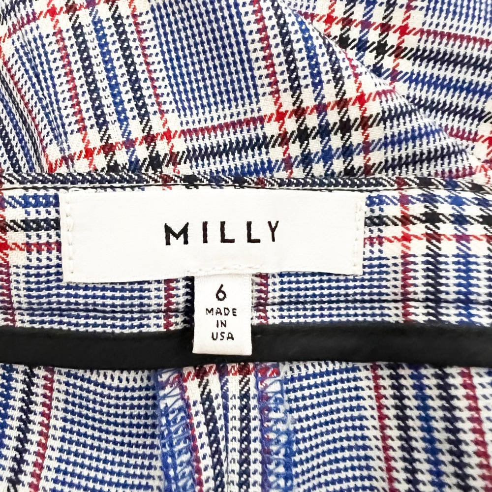 Milly Wool Multi Color Plaid Print Pattern Mid Ri… - image 2